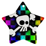 Checker Rainbow Skull Star Ornament (Two Sides)