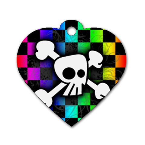 Checker Rainbow Skull Dog Tag Heart (Two Sides) from UrbanLoad.com Front
