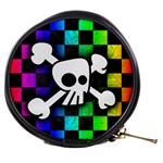 Checker Rainbow Skull Mini Makeup Bag