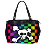 Checker Rainbow Skull Oversize Office Handbag (Two Sides)