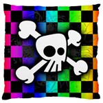 Checker Rainbow Skull Large Cushion Case (Two Sides)