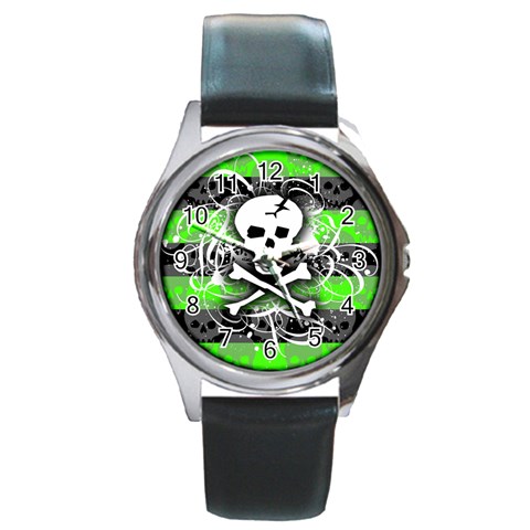 Deathrock Skull Round Metal Watch from UrbanLoad.com Front