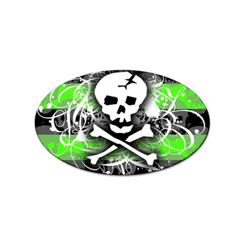 Deathrock Skull Sticker Oval (100 pack) from UrbanLoad.com Front
