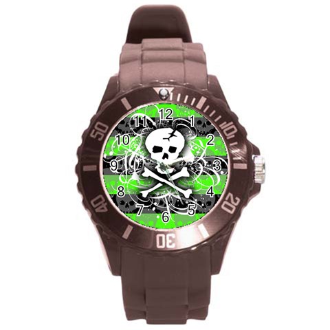 Deathrock Skull Round Plastic Sport Watch Large from UrbanLoad.com Front