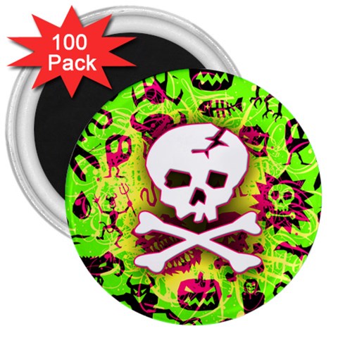 Deathrock Skull & Crossbones 3  Magnet (100 pack) from UrbanLoad.com Front