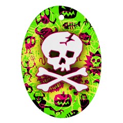 Deathrock Skull & Crossbones Oval Ornament (Two Sides) from UrbanLoad.com Front