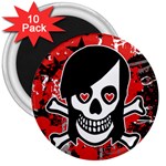 Emo Girl Skull 3  Magnet (10 pack)