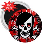 Emo Girl Skull 3  Magnet (100 pack)