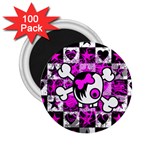 Emo Scene Girl Skull 2.25  Magnet (100 pack) 