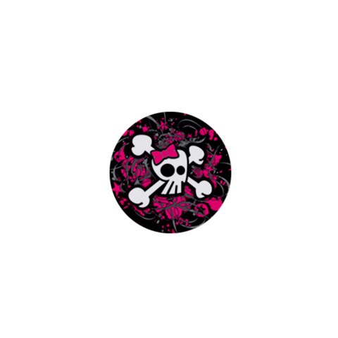 Girly Skull & Crossbones 1  Mini Button from UrbanLoad.com Front