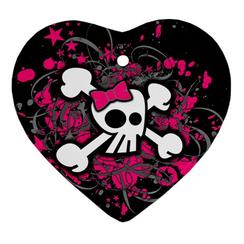 Girly Skull & Crossbones Ornament (Heart) from UrbanLoad.com Front