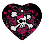 Girly Skull & Crossbones Heart Ornament (Two Sides)