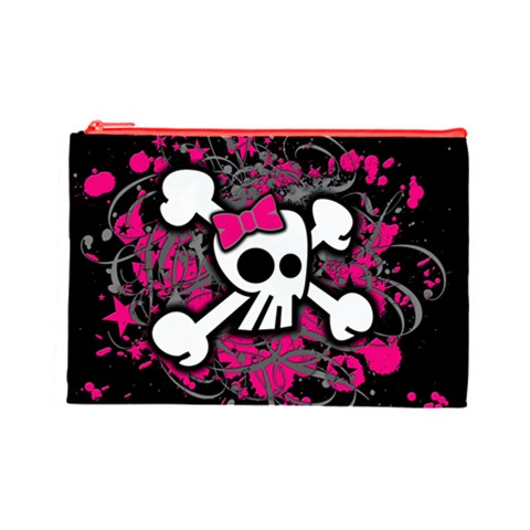 Girly Skull & Crossbones Cosmetic Bag (Large) from UrbanLoad.com Front
