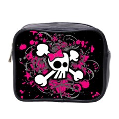 Girly Skull & Crossbones Mini Toiletries Bag (Two Sides) from UrbanLoad.com Front