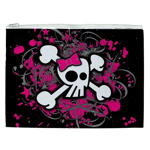 Girly Skull & Crossbones Cosmetic Bag (XXL) from UrbanLoad.com Front