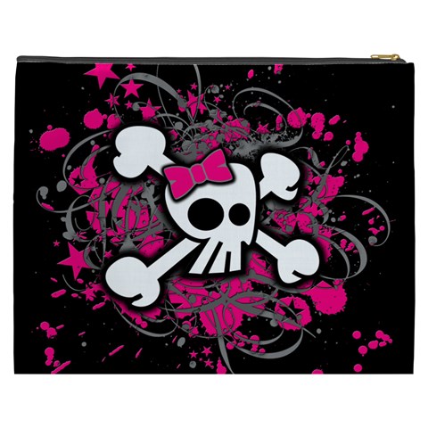 Girly Skull & Crossbones Cosmetic Bag (XXXL) from UrbanLoad.com Back