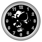 Gothic Skull Wall Clock (Silver)