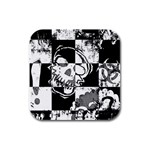 Grunge Skull Rubber Square Coaster (4 pack)