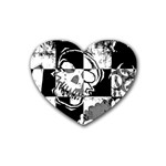 Grunge Skull Rubber Coaster (Heart)