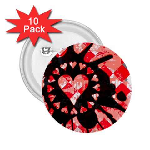 Love Heart Splatter 2.25  Button (10 pack) from UrbanLoad.com Front