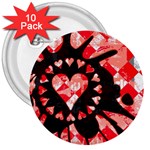 Love Heart Splatter 3  Button (10 pack)