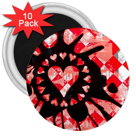 Love Heart Splatter 3  Magnet (10 pack) from UrbanLoad.com Front