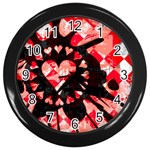 Love Heart Splatter Wall Clock (Black)