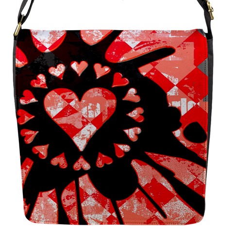Love Heart Splatter Flap closure messenger bag (Small) from UrbanLoad.com Front
