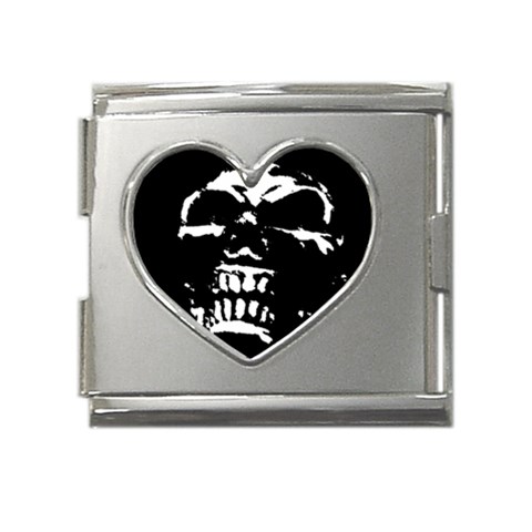 Morbid Skull Mega Link Heart Italian Charm (18mm) from UrbanLoad.com Front