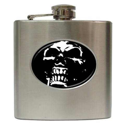 Morbid Skull Hip Flask (6 oz) from UrbanLoad.com Front