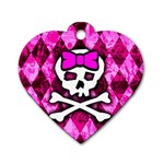 Pink Bow Princess Dog Tag Heart (One Side)