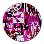 Pink Checker Graffiti Round Mousepad