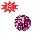 Pink Checker Graffiti 1  Mini Button (100 pack) 