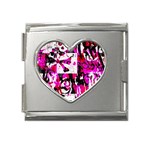 Pink Checker Graffiti Mega Link Heart Italian Charm (18mm)