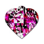 Pink Checker Graffiti Dog Tag Heart (One Side)