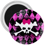 Pink Diamond Skull 3  Magnet