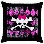 Pink Diamond Skull Throw Pillow Case (Black)