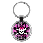 Pink Diamond Skull Key Chain (Round)