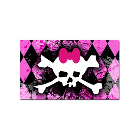 Pink Diamond Skull Sticker Rectangular (100 pack) from UrbanLoad.com Front
