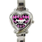 Pink Diamond Skull Heart Italian Charm Watch