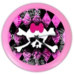 Pink Diamond Skull Color Wall Clock
