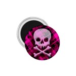 Pink Plaid Skull 1.75  Magnet