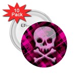 Pink Plaid Skull 2.25  Button (10 pack)
