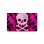 Pink Plaid Skull Magnet (Name Card)