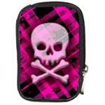Pink Plaid Skull Compact Camera Leather Case