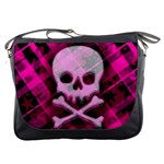 Pink Plaid Skull Messenger Bag