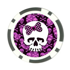 Pink Polka Dot Bow Skull Poker Chip Card Guard from UrbanLoad.com Front