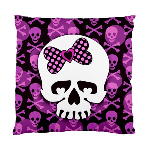Pink Polka Dot Bow Skull Cushion Case (One Side) from UrbanLoad.com Front