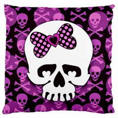 Pink Polka Dot Bow Skull Large Cushion Case (Two Sides) from UrbanLoad.com Back