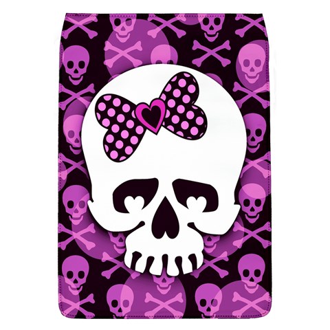Pink Polka Dot Bow Skull Removable Flap Cover (Large) from UrbanLoad.com Front